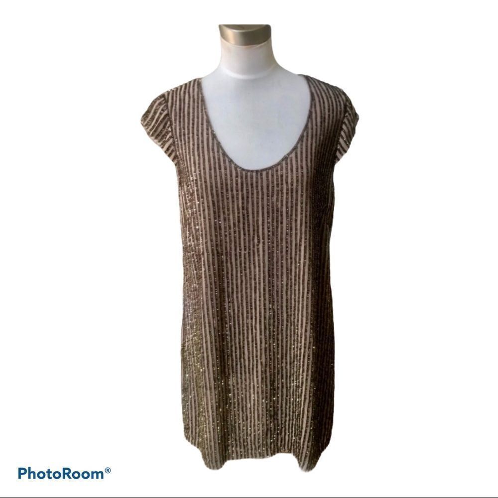French Connection brown sequins mini dress. Size 8